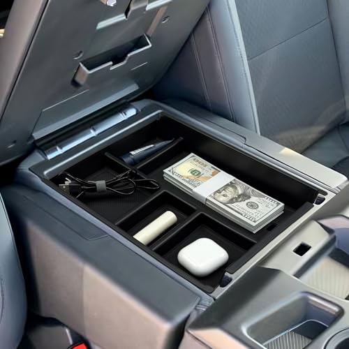 Zxiaochun Center Console Organizer Compatible with 2019-2025 2026 Chevy Silverado/GMC Sierra 1500 & 2020-2026 Silverado/Sierra 2500HD 3500HD, Armrest Box Storage Tray (Split-Bench Folding Seat ONLY) - size: Armrest Tray
