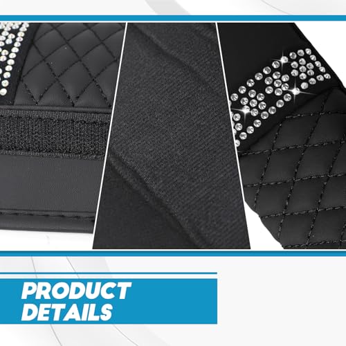 wuyaoyao 2PCS Bling Car Seat Belt Cover Pad, Breathable Leather Seatbelt Covers for Cars, Soft Comfortable Seatbelt Shoulder Strap Covers, Rhinestone Auto Seat Belt Protector Cushion (Black) - color: Black