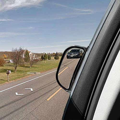 2Pcs Back Passenger Rear View Mirror Adjustable Blind Spot Mirror,Real Glass,Car SUV Side View Mirror With Convex Surface Stick on B-Pillar for Second Row Door Safely Get-Off (Black frame, 2 PCS) - size: 2 PCS