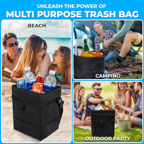 EcoNour Foldable Car Trash Bag Hanging, Garbage Bag and Waterproof Trash Can for Car, Leakproof Trash Can, SUV and Truck Seat Backs, Home, Office - Holds 2.5 Gallons (Black) - size: Trash Bag without Lid