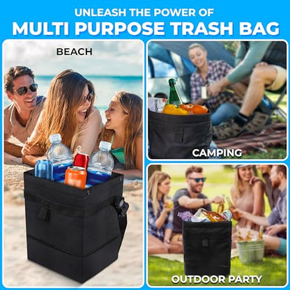 EcoNour Foldable Car Trash Bag Hanging, Garbage Bag and Waterproof Trash Can for Car, Leakproof Trash Can, SUV and Truck Seat Backs, Home, Office - Holds 2.5 Gallons (Black) - size: Trash Bag without Lid