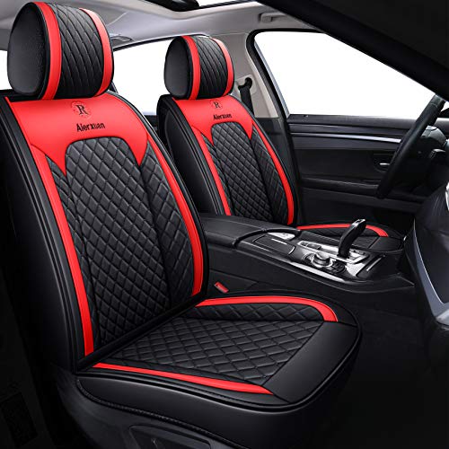 Aierxuan Front Car Seat Covers Women Leather Waterproof Universal for Rav4 Kia Sorento Pilot Hrv Ridgeline Odyssey Chr Ford Ranger Edge Chevy Equinox VW(2 PCS Front, Black-Red) - color: 2 PCS Front/Black-Red