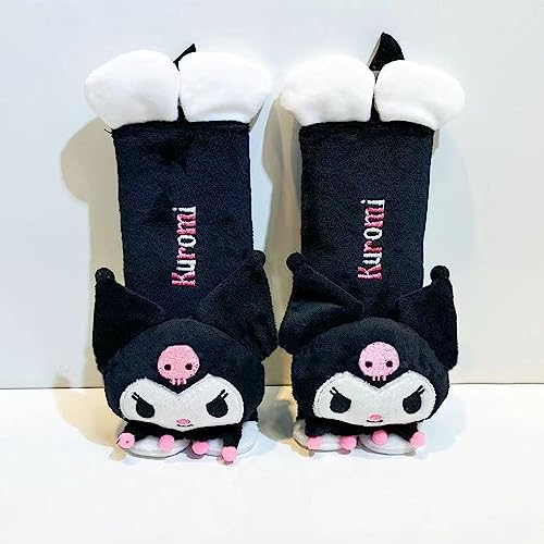 Kawaii Car Seat Belt Strap Cover, Cute 2 Pieces Set Anime Seat Strap Neck Protector Car Decorations for Women (Kuro) - color: Kuro