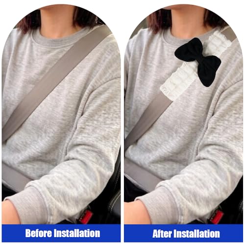 JDDRY 2PC Car Seat Belt Covers Pads,Seat Strap Pads,Auto Seat Belt Pad,Fit for Most Vehicles,Car Interior Accessories(Bowknot-Black) - color: Bowknot-Black