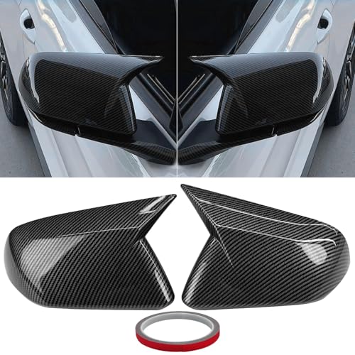 Moonlinks Compatible with 2015-2025 Ford Mustang Side Ox Horn Mirror Cover Overlay Without Turn Signal,Carbon Fiber LH & RH Side Door Exterior Rearview Mirror Cap Trim - color: Carbon Fiber（for 2015-2024）