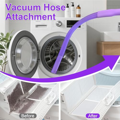 Upgraded Dryer Vent Cleaner: Universal Vacuum Hose Kit Attachment for Lint Removal Fits All Vacuums Cleaner Dryer Cleaning Tools for Clogged Ducts (Purple) - color: Purple