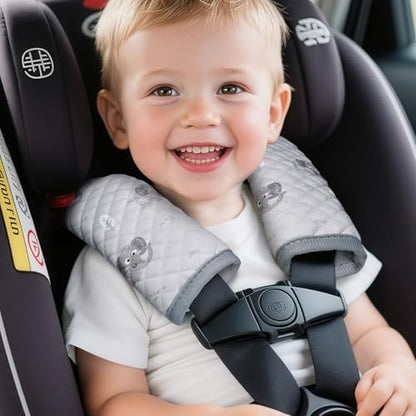 INFANZIA Car Seat Strap Covers for Infants Babies, Soft Carseat Shoulder Pads for Kids, Double-Sided Use Seatbelt Cushion Covers for Stroller, Pushchair & High Chair (Gray) - color: Gray