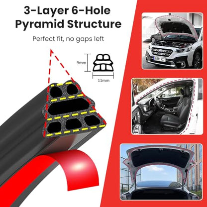 Car Door Seal Strip, Universal Self Adhesive Weather Stripping Door Seal, Thickened Double Layer Rubber Weather Stripping for Car Doors Fit Cars, Trucks, RVs, Pickups, SUVs (52.49FT) - size: 52.49FT