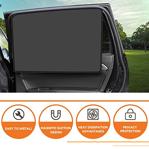 QUICTO Car Window Sun Shades, Universal Interior Accessories - Double-Sided Black (4pcs)