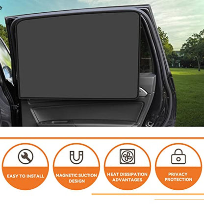 QUICTO Car Window Sun Shades, Universal Interior Accessories - Double-Sided Black (4pcs)