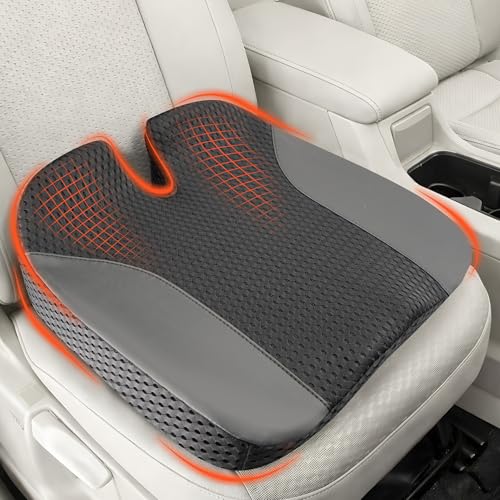 Lofty Aim Car Seat Cushion: Ergonomic Memory Foam Cushion for Driving and Long Drives, for Sciatica and Back Pain, Seat Pillow for Car, Truck, Office Chair, Home, Wheelchair- Black - color: Black