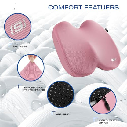 Skechers Seat Cushion, Ergonomic Memory Foam Cushion for Long Sitting Hours on Office & Home Chair, Car Seat Cushion for Sciatica, Coccyx Cushion,Pink - color: Pink