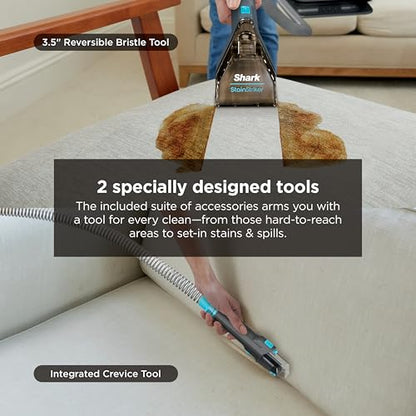 Shark StainStriker Portable Carpet & Upholstery Cleaner with On-Board Self-Cleaning, Spot, Stain, & Odor Eliminator, Includes 2 Cleaning Tools, 2 Cleaning Solutions, Charcoal, PX221BRN - style: StainStriker w/ Onboard Self-Cleaning