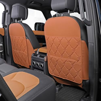 TAIKOO Seat Back Protector + Large Capacity Pocket Storage Organizer,Preventing The Impact of Children Stepping on The Seat Backrest (Style B-Brown) - color: Style B-Brown