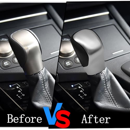Compatible with Lexus ES GS GX is NX RC RX 200t 300 350 3450h 450hL 350L ABS Black Leather Silver Chrome Automatic Gear Shift Knob Lever Replace - color: Black Silver