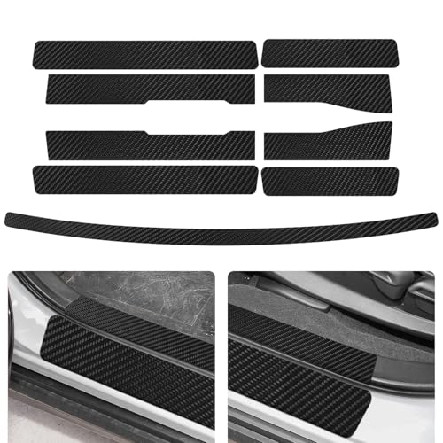 Bilisin 9PCS Car Door Sill Protector Compatible with Honda HR-V 1th Gen 2016-2022,Carbon Fiber Leather Auto Trunk Door Sill Entry Guard Scratch Protector Accessories - color: HR-V 1th Gen 2016-2022