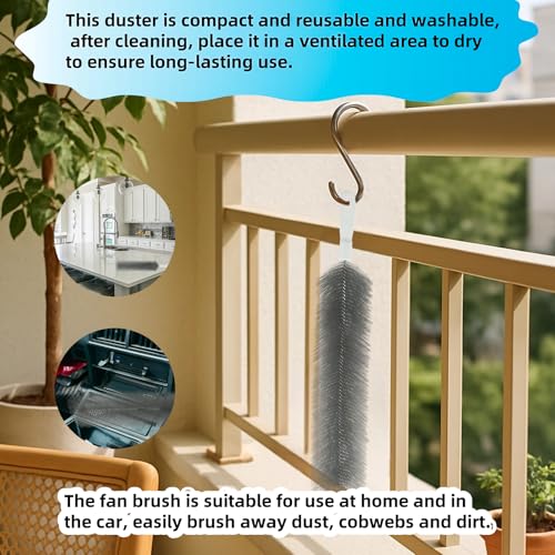 Fan Cleaning Brush, Bendable Fan Duster Fans Cleaner for Your Electric Fans Reusable Dust Cleaner Microfiber Head Dusting Brush for Air Conditioning, Home Car Vents, Curtain, Shutters 2 Pcs Grey - color: Gray