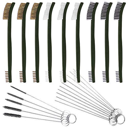 FineGood Wire Brush Set for Car Detailing - 9 PCS Cleaning Kit with 3 Brass, 3 Steel, 3 Nylon Brushes
