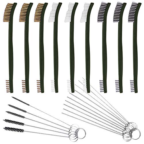 FineGood Wire Brush Set for Car Detailing - 9 PCS Cleaning Kit with 3 Brass, 3 Steel, 3 Nylon Brushes