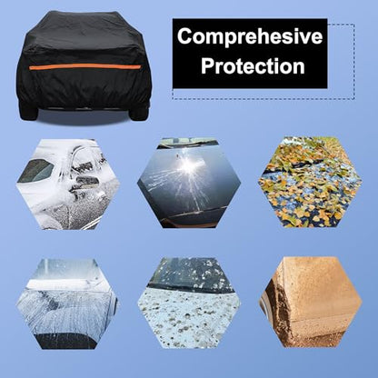 Amooca Heavy-Duty Car Covers Waterproof Sun-Proof All Weather for Automobiles Snow Cover 420D with Door Zipper Cotton Lining Universal Fit for Compact Pickup Truck Length 16.4-18ft - color: A07-Fit Compact Pickup Truck Length 16.4-18ft