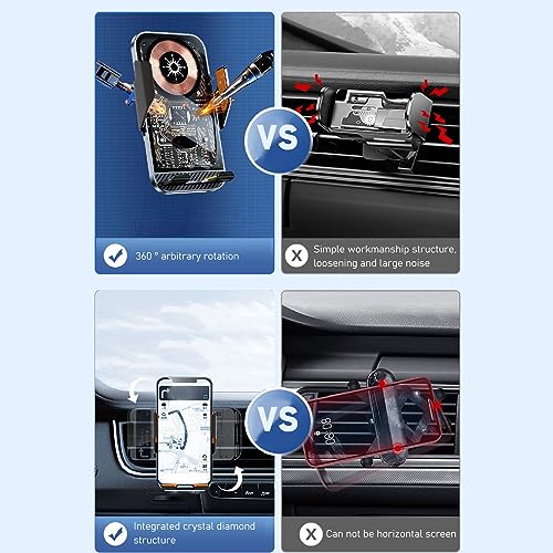 Cuifati Car Charger Stand, Transparent Style, 360 Rotatable Bracket, Touch Phone Holder Mount (C10)