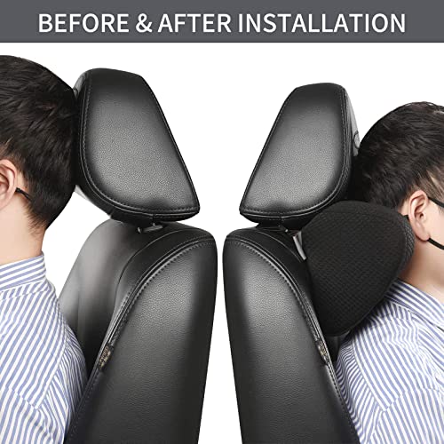 iwantit® Car Neck Pillows with Memory Foam, Neck Supporting for Long Time Driving, Adjustable Straps and Comfy Outer Cover(Black,1Package, Large Size)