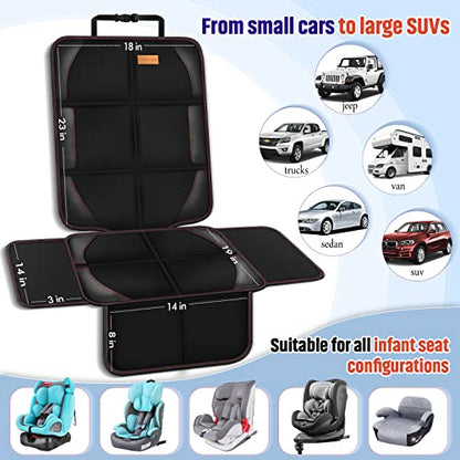 Bacgnyer Car Seat Protector, 2 Pack of Seat Protectors, Thickest Padded 600D Fabric Padding, Waterproof, Durable, Anti Slip Backing, Child Seat Protection, Suitable for Babies, Toddlers, Children - color: Black 2