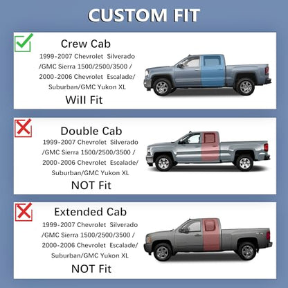 KARPAL Floor Mats for 1999-2007 Chevy Silverado/GMC Sierra 1500/2500/3500 Crew Cab / 2000-2006 Chevy Suburban/Cadillac Escalade/GMC Yukon XL, All-Weather TPE Custom Fit Floor Liners Car Accessories - style: 1999-2007 | For Chevy Silverado Crew Cab| 1st &