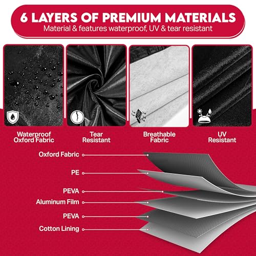 UV Resistant Winter Windshield Cover with Reflective Straps – Breathable Hail Cover - Windproof & Dustproof | 6-Layers Waterproof Sedan Car Cover for All Weathers for Sedan & Trucks