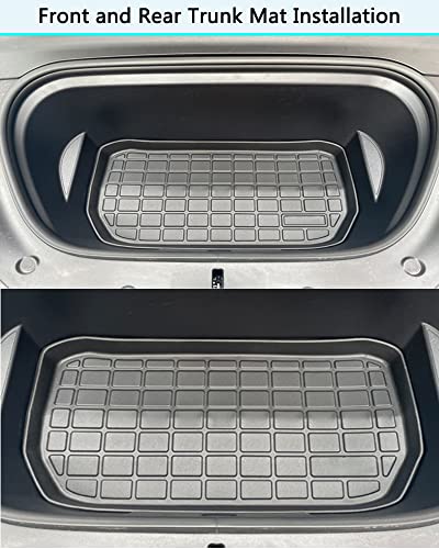 Storage Mats and Cargo Liners, All Weather Rear Cargo Trunk Tray Floor Mat Custom Fit Compatible with 2020-2024 2025 Model Y 5-Seat（Not for Juniper）, 3D Tech Waterproof Durable TPO Accessories - size: Model Y cargo mat with storage mat