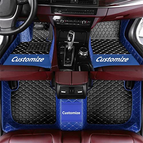 Custom Making Car Floor Mats for 90% Car Model Luxury Leather All Weather Waterproof Anti-Skid Full Coverage Liners (Black and Blue) - color: black and blue