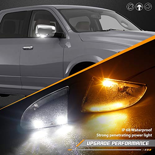 HERCOO LED Side Mirror Turn Signal Puddle Light Lamp Assembly Compatible with Dodge Ram 1500 2009-2018, Dodge Ram 2500 2010-2018, Ram 1500 Classic 2019-2022, Replacement for 68064948AA - size: Right-Clear