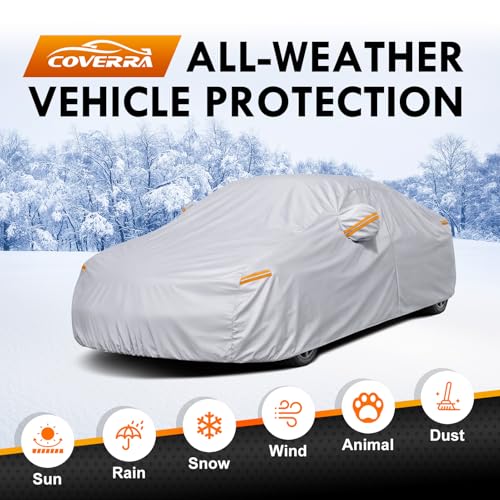 6 Layer Heavy Duty Car Cover Custom Fit for Toyota Corolla 2000-2025, Honda Civic 1991-2026, Waterproof All Weather Car Tarp Outdoor Protection with Cotton Lining - size: Toyota Corolla, Honda Civic
