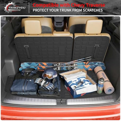 Cargo Mat Compatible with 2018-2023 (Fit 2024 Traverse Limited) Chevrolet Traverse Cargo Liner Trunk Liner Back Seat Cover Protector 2023 Chevy Traverse Accessories (Trunk Mat+Backrest Mats) - style: For Chevrolet Traverse | 2018-2023