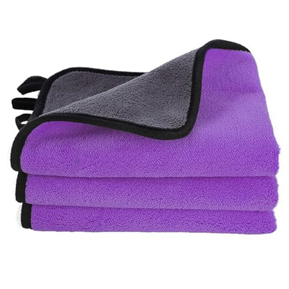 Hovom 3PCS Car Microfiber Towels, 23.62"×11.81" Lint-Free Microfiber Towels for Cars Wash Drying, Super Absorbent Cleaning Cloths, Reusable Washing & Detailing Towel, Car Cleaning Supplies (Purple) - color: Purple
