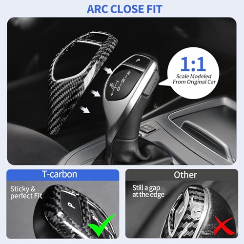 Real Carbon Fiber Gear Shift Konb Cover Trim Protector Compatible with BMW F20 F21 F22 F23 F30 F32 F33 F34 F35 F36 F06 F12 F13 F25 F26 F15 F16 GT3 I8 Automotive Interior Accessories(2010-2020)-Black - color: Black