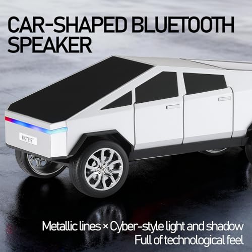 WSTER WS-580 Futuristic Pickup Truck Bluetooth Replica Speaker with LED Display Screen TWS, FM, USB/TF, LED Headlights, Mic, Practical Gift for Car Model Fans, Audio Users & Tech Hobbyists (Silver) - color: Silver