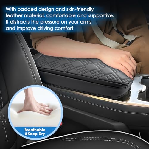 2025 2026 Enclave Center Console Cover for Buick Enclave (Preferred/Sport Touring/Avenir), Cushion &Comfy Leather Armrest Cover 2026 2025 Enclave Accessories (Padded)