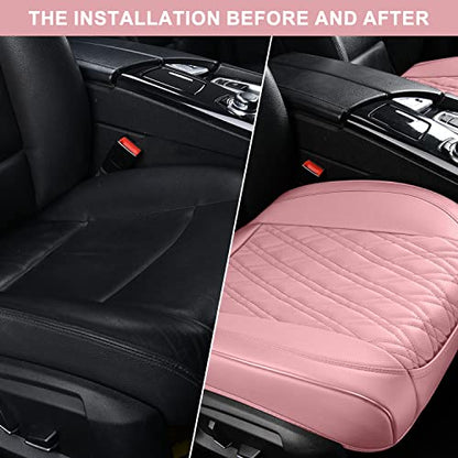 TIEHESYT Pink Car Seat Covers, 1PCS Automotive Faux Leather Seat Covers Front Bottom Protector, Universal Full Wrapping Edge Fit Most Seats of Cars, SUVs, Sedans and Pickup Trucks - color: Pink Diamond, size: 1 PCS