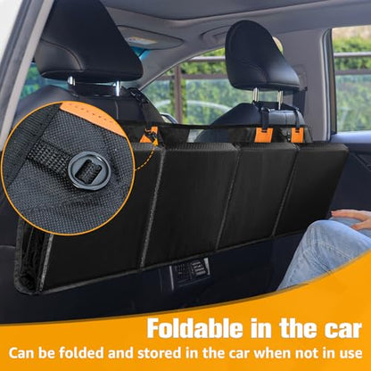 PETICON Back Seat Extender for Dogs, Hard Bottom Dog Car Seat Cover - Supports 400lbs, Rear Seat Pet Cover with Mesh Window, Waterproof Dog Hammock for Car SUV - color: black