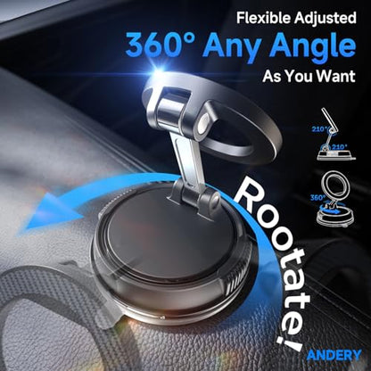 ANDERY Car Phone Holder for Magsafe [78+LBS Strongest Suction & 2400gf Strongest Magnetic] 360° Adjustable Car Phone Mount, Phone Holders for Your Car for iPhone 17-12 Pro Max Air Plus (Carbon Fiber) - color: Carbon Fiber