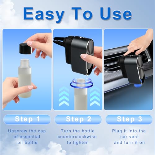 Smart Car Air Freshener Diffuser - Automatic Car Diffuser with Three Adjustable Modes, Includes 6PCS Essential Oil Refill, Car Diffusers for Essential Oils - color: Grey 6pcs