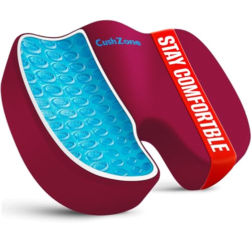 Office Chair Seat Cushion, Cooling Gel Enhanced Memory Foam Cushion for Long Sitting - Back, Sciatica, Coccyx, Tailbone Pain Relief Pillow - for Office, Gaming, Car, Wheelchair - Red, X-Large - color: Red, size: X-Large