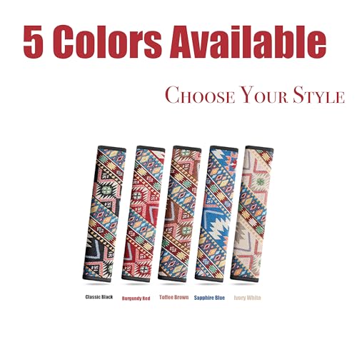Boho Burgundy Red Car Seat Belt Covers for Women, 19.6" Extra Long Seatbelt Pads 2PCS, Soft Linen-Style Fabric Shoulder Cushion, All-Season Seat Belt Pad for SUV Sedan Truck Interior - color: Burgundy Red