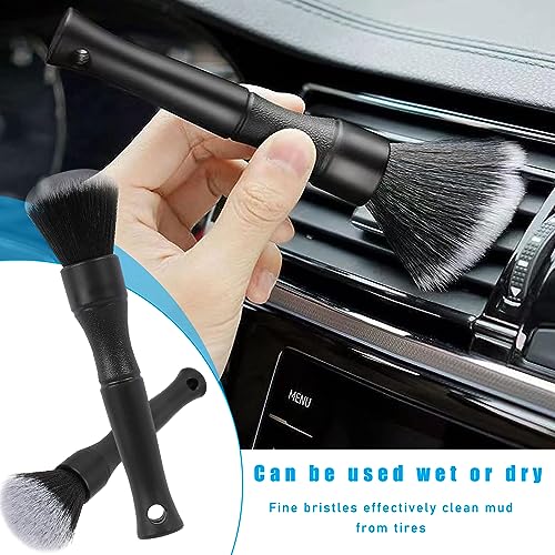 Ziciner Car Detailing Brush, Ultra Soft Car Detail Brush Kit for Elegant Surfaces, Auto Scratch-Free Cleaner Kit for Car Interior & Exterior, Wheels, Dashboard, Engine Bay (Short Handle) - size: Short handle