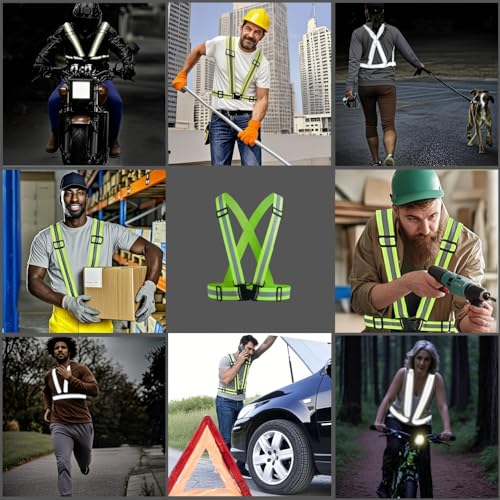 Adjustable Reflective Safety Vest-360° Silver Straps for Cycling,Construction - color: 1pc-yellow, size: Medium