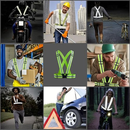 Adjustable Reflective Safety Vest-360° Silver Straps for Cycling,Construction - color: 1pc-yellow, size: XX-Large