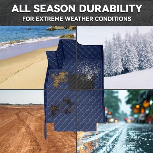 Car Floor Mats Fit for Nissan Kicks 2022-2025 All Weather Durability Leather Car Floor Mats, Skidproof Pedal, Waterproof, Wear-reistant(Blue) - color: Blue