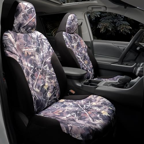 CAROMOP Premium Camo Front Seat Covers – Waterproof Wear Resistant Neoprene & Oxford Fabric, Airbag Compatible, Universal Fit for Cars, Vans, Trucks & SUV