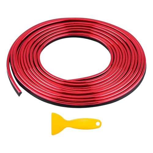 Car Interior Trim Strips, 32.8ft Styling Door Dashboard Decoration with Installing Tool, DIY Flexible Moulding Line Filler Insert Strip for Automotive Door & Dashboard Gap (Red) - color: Red, size: 32.8FT